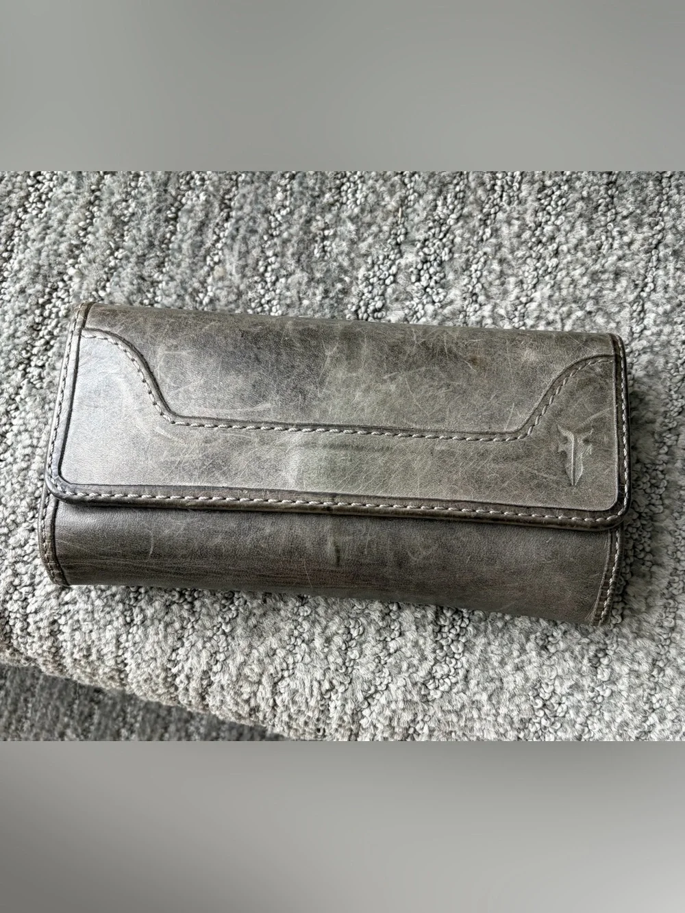 Frye Vintage Gray Leather Sunglasses Case